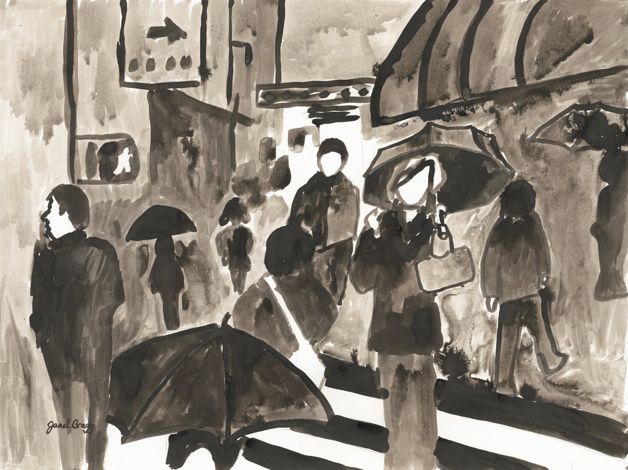 Manhattan Abstract II ca. 2014 (blekk på papir) av Janel Bragg