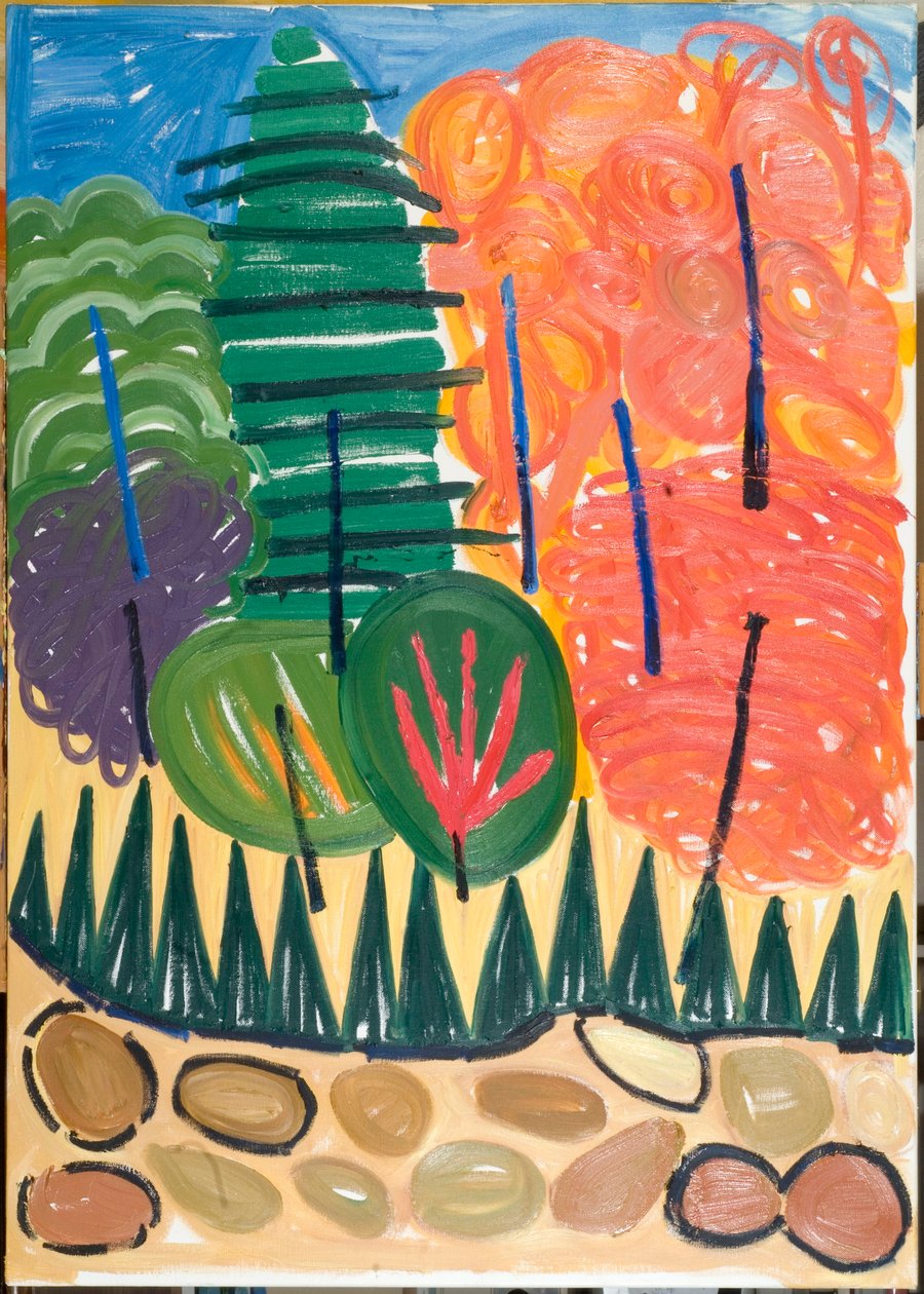 Blue Poles, 2007 (olje på lerret) av Janet McKenzie