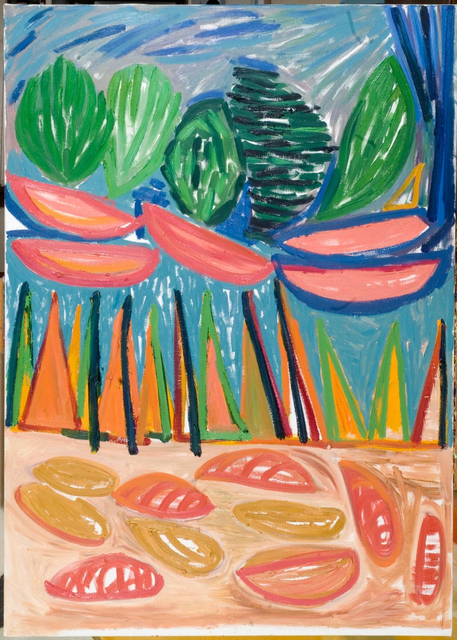 Vi er bare ubeseiret (i), 2007 (olje på lerret) av Janet McKenzie