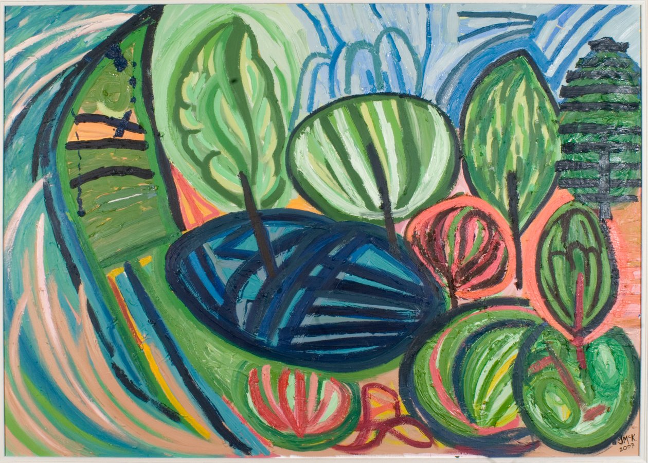Wormiston Wood, sommer, 2007 (olje på lerret) av Janet McKenzie