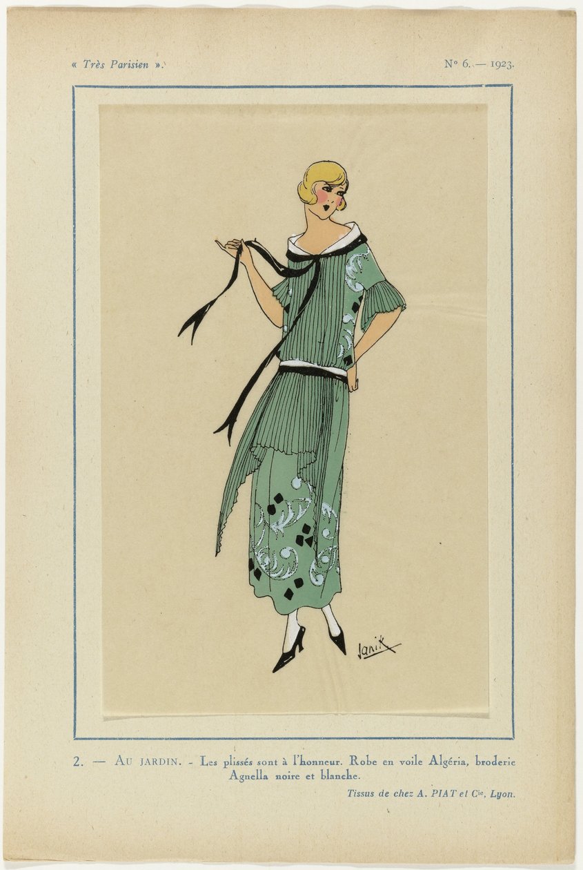 Meget parisisk, 1923, nr. 6: 2.- I HAGEN. / Plisser er i søkelyset... av Janik