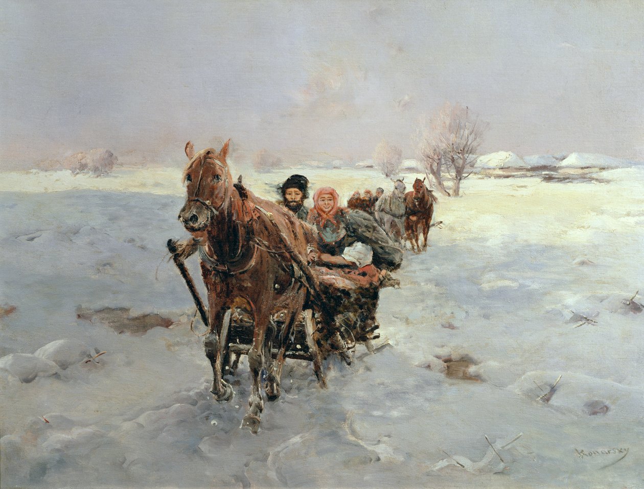 Sleder i et vinterlandskap av Janina Konarsky