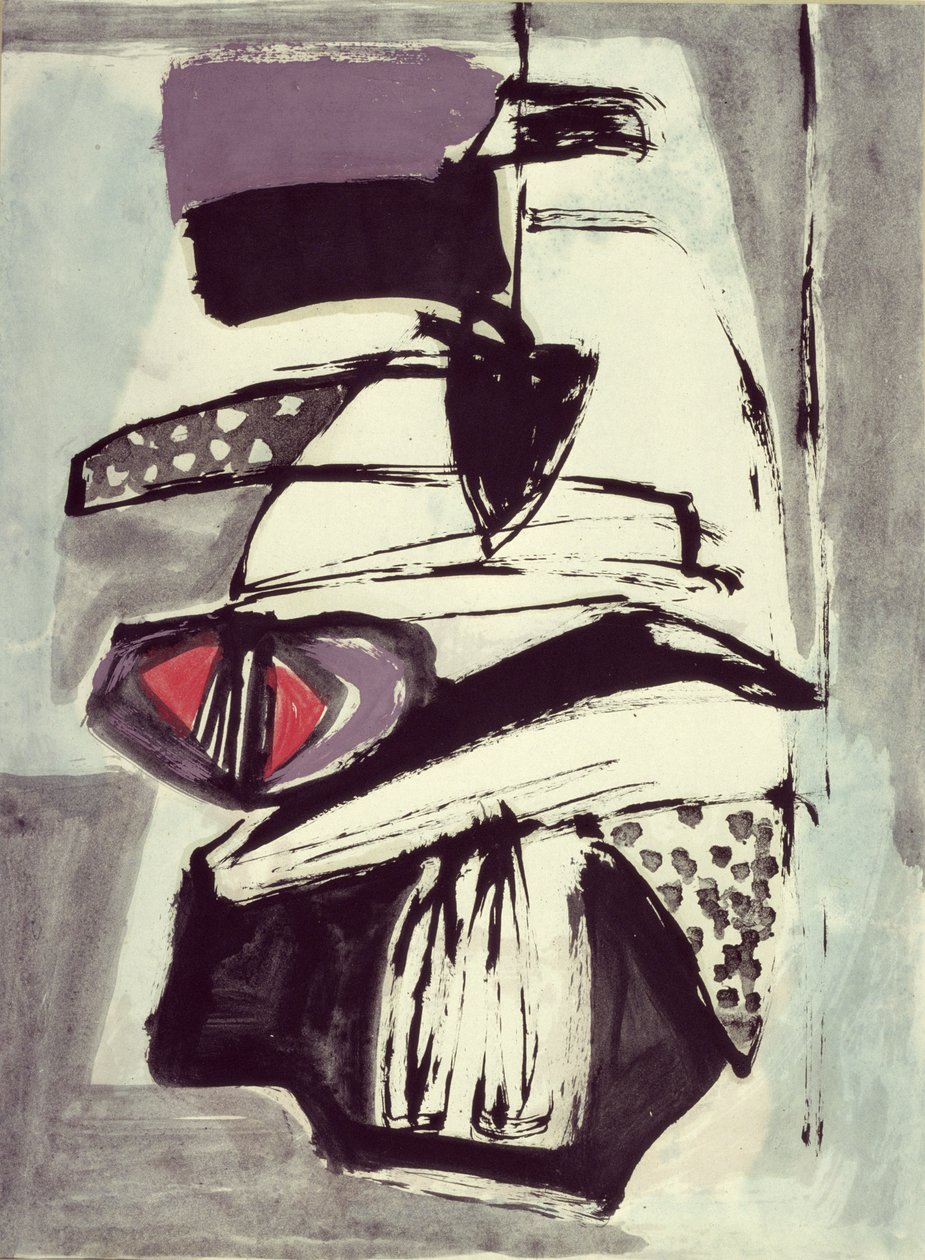 Komposisjon (akvarell og gouache på papir) av Jankel Adler