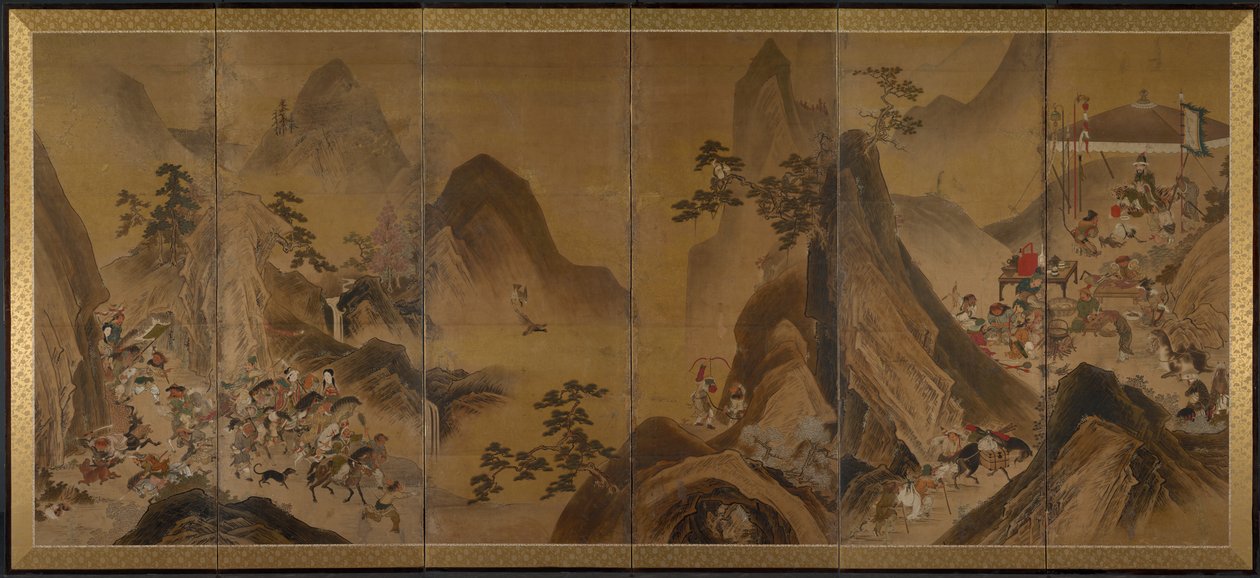 Tartarer på jakt i et fjellandskap av Japan, Edo period