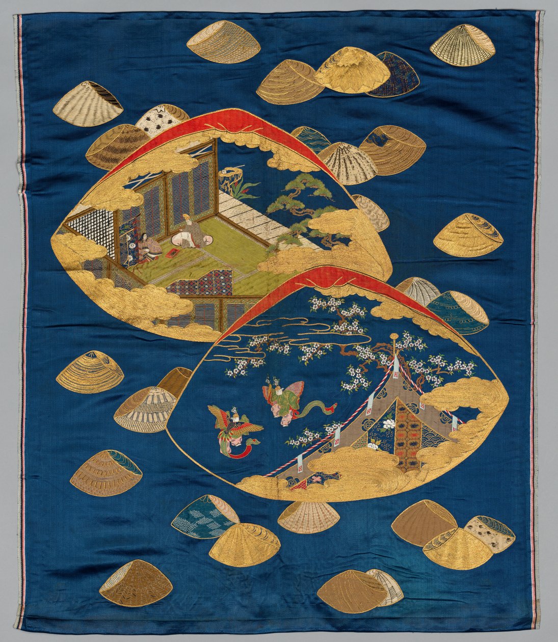 Gaveomslag (Fukusa) med Tale of Genji Shell-Matching Game av Japan, Meiji period