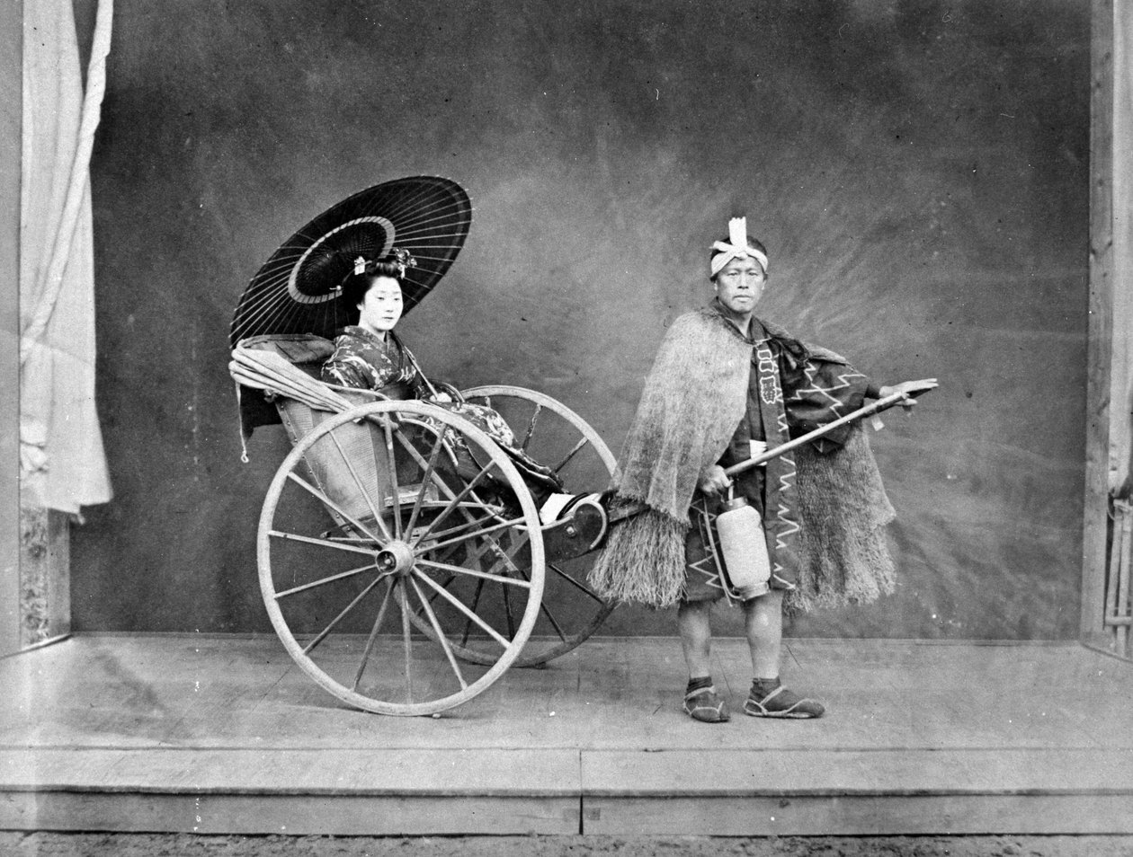 Geisha i en Rickshaw, ca. 1870-tallet av Japanese Photographer