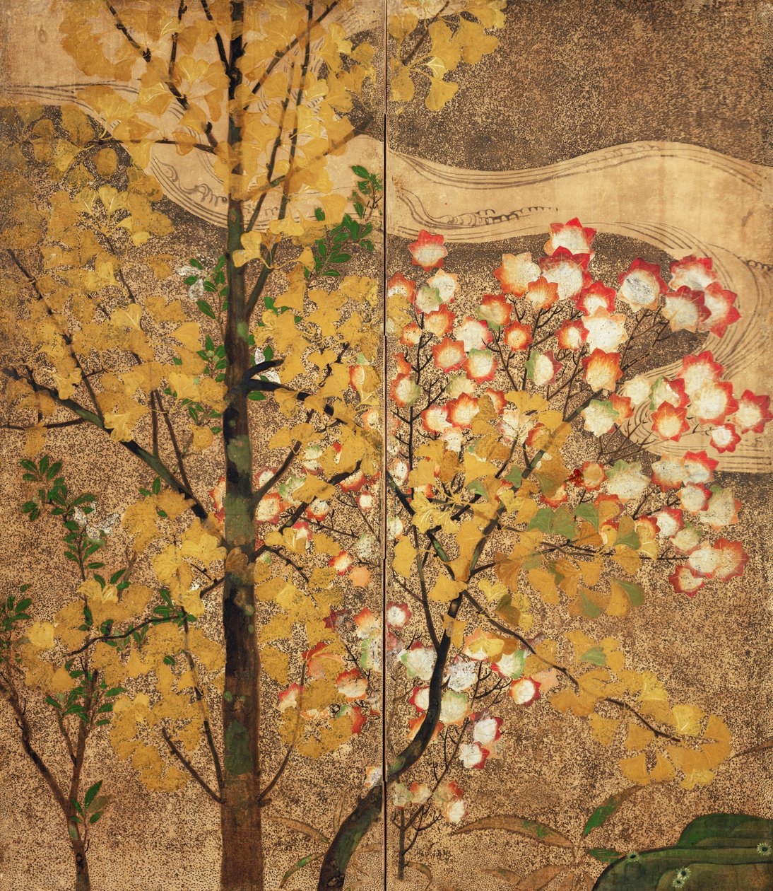 Høsttre (malt silke) av Japanese School