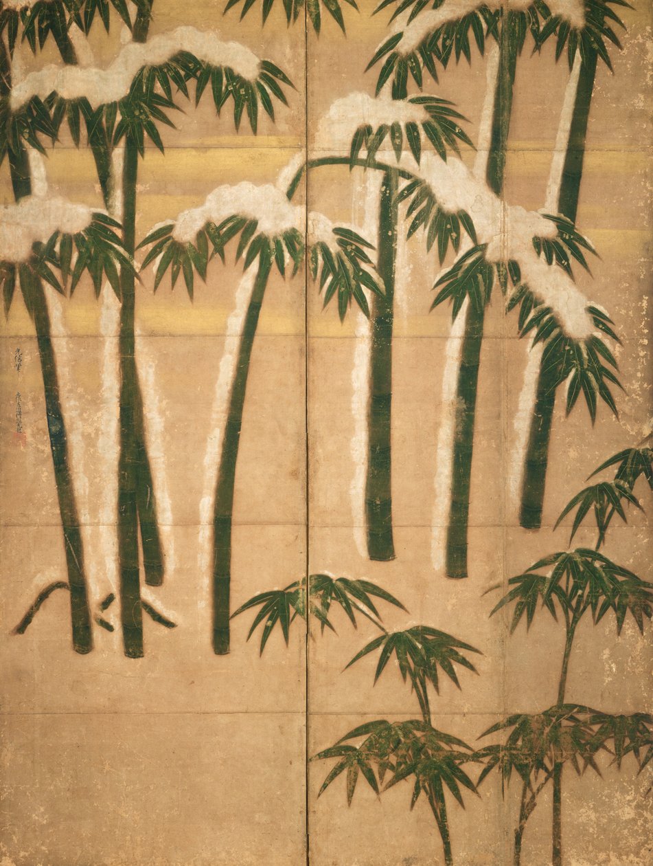 Bambus, Momoyama Period (1568-1615) (blekk på papir) av Japanese School