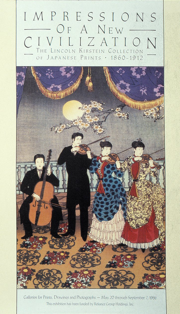 Europeisk innflytelse på musikk (farget litho) av Japanese School