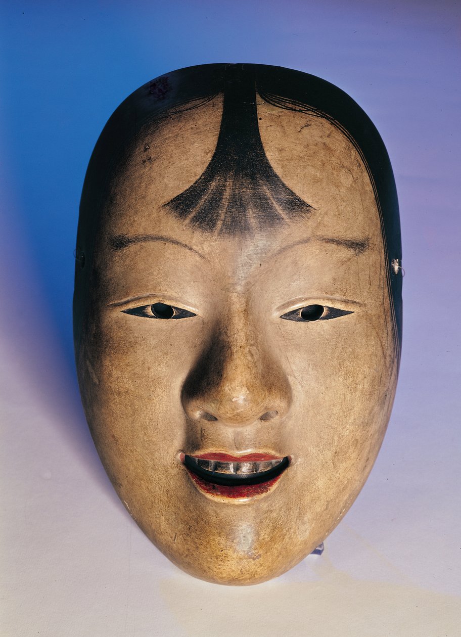 Noh teatermaske av en ung gutt kalt Kasshiki, 1400-1800-tallet (lakkert tre) av Japanese School