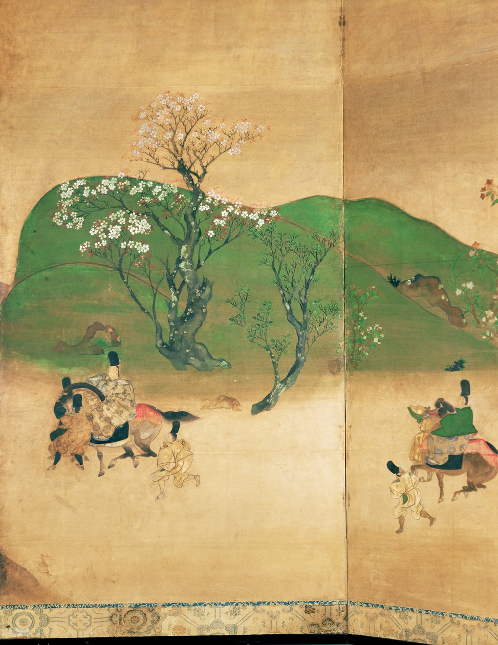Shogun på turné om våren, Edo-perioden (1603-1867) (blekk på papir) av Japanese School