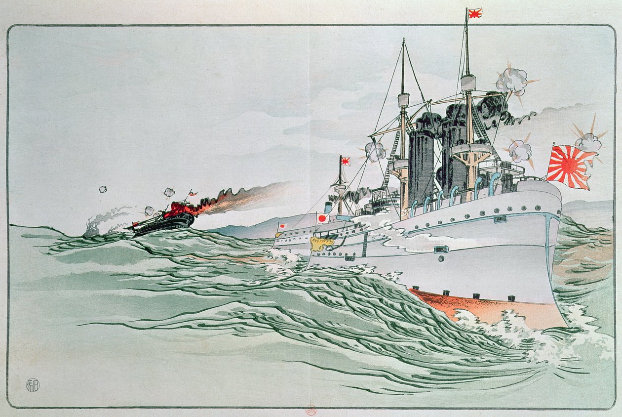 Slaget ved Yalu, 17. september 1894 av Japanese School