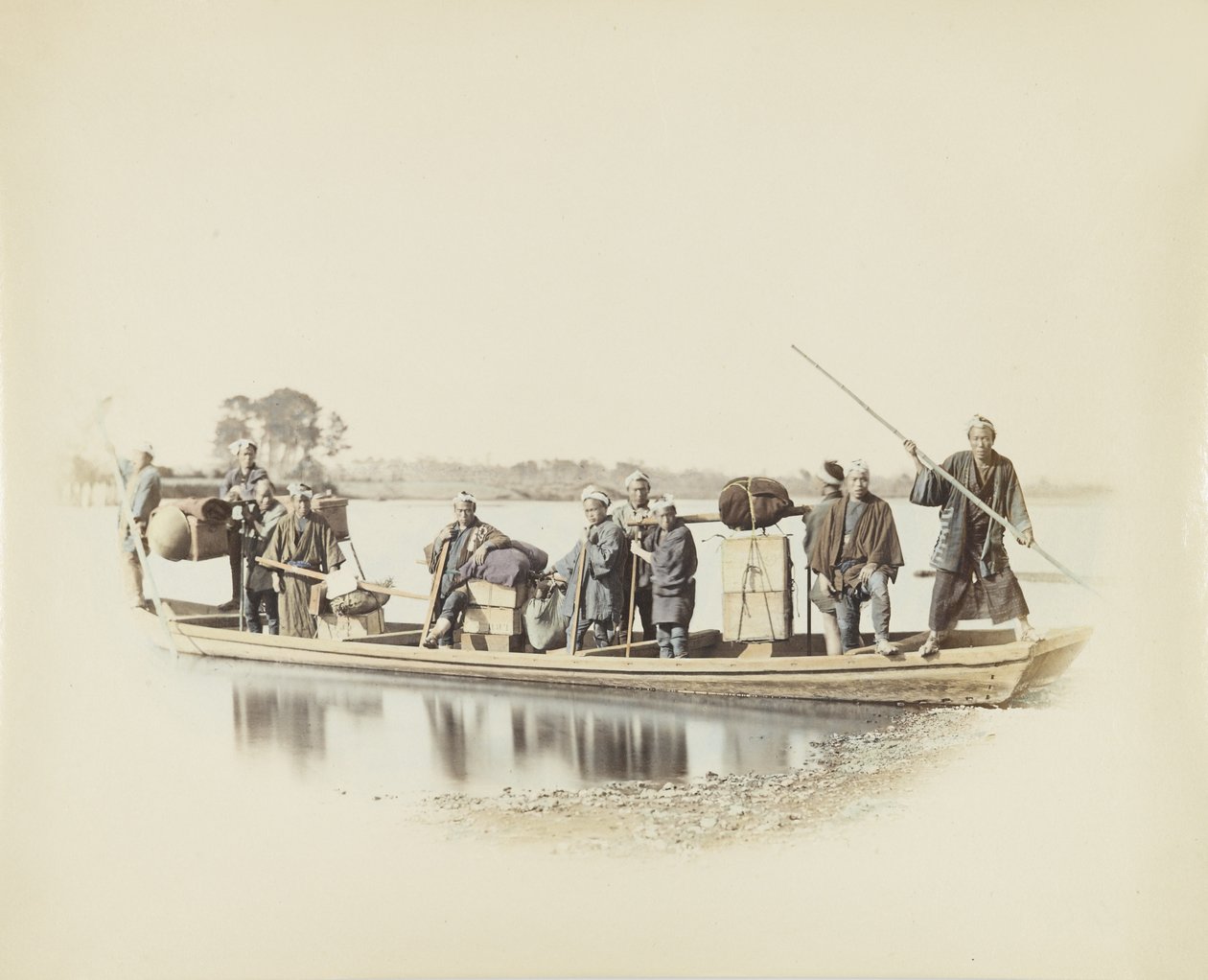 Ferryboat, Japan (håndfarget svart/hvitt-bilde) av Japanese Photographer