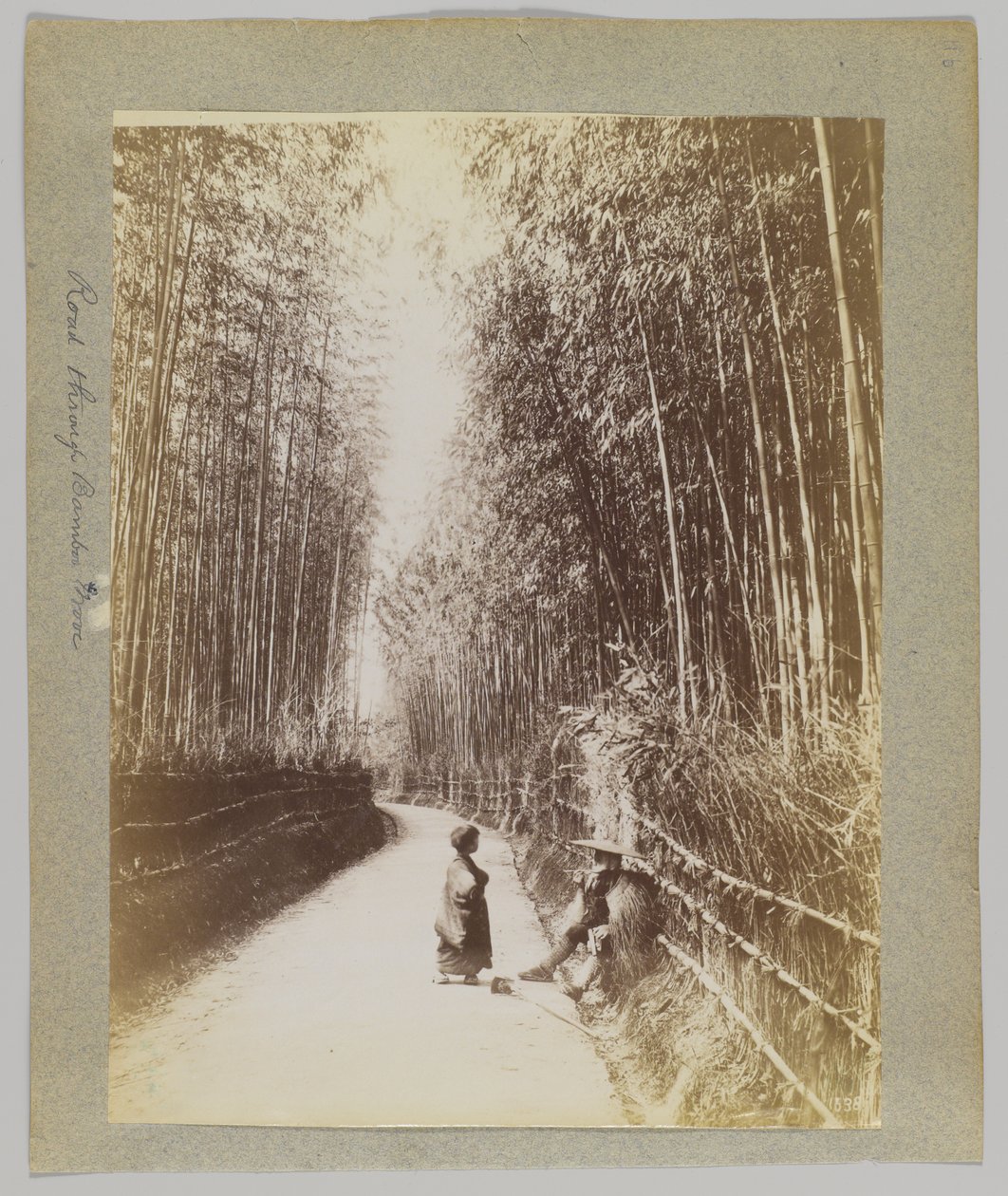 Vei gjennom en bambuslund, Japan (s/hvitt-bilde) av Japanese Photographer