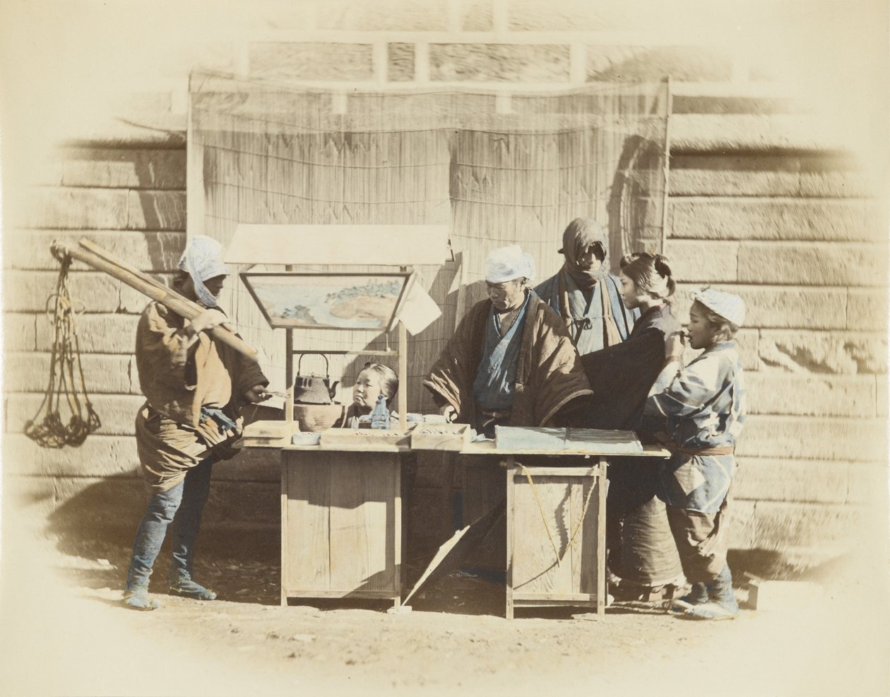 Veibod i Japan (håndfarget s/hv-bilde) av Japanese Photographer