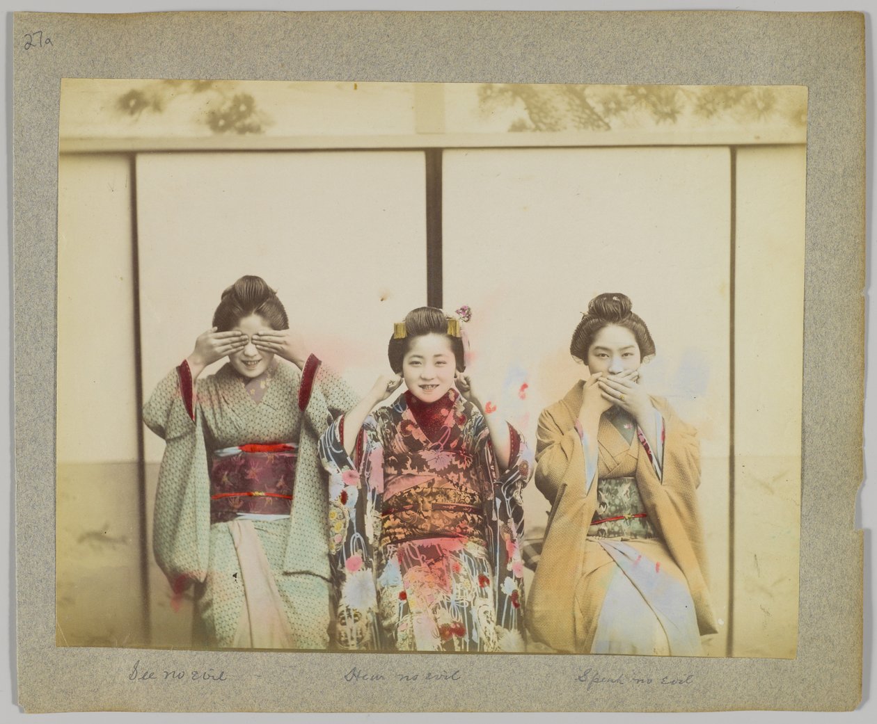Se ingen ondskap, hør ingen ondskap, snakk ikke ondt (håndfarget s/hvitt-bilde) av Japanese Photographer