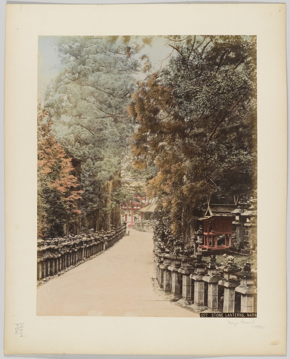 Stone Lanterns, Nara, Japan, ca. 1890 (håndfarget s/hvitt-bilde) av Japanese Photographer