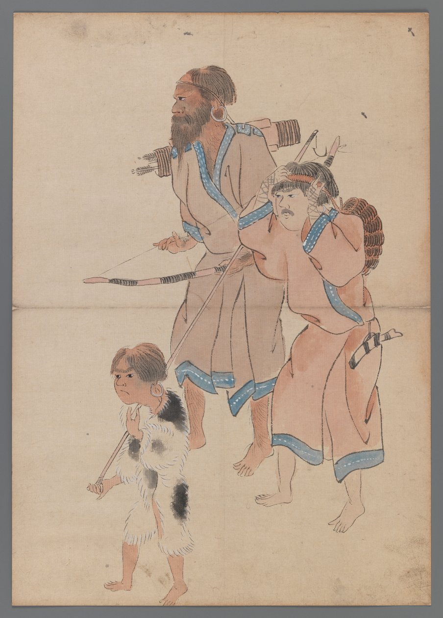 Ainu Hunters (blekk og farge på papir) av Japanese School