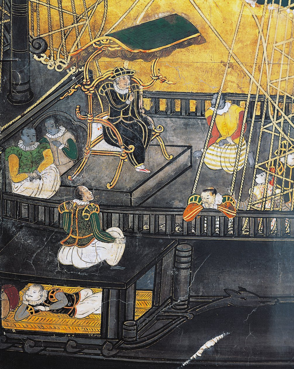 Portugisernes ankomst til Japan, skjerm, Namban-kunst av Japanese School