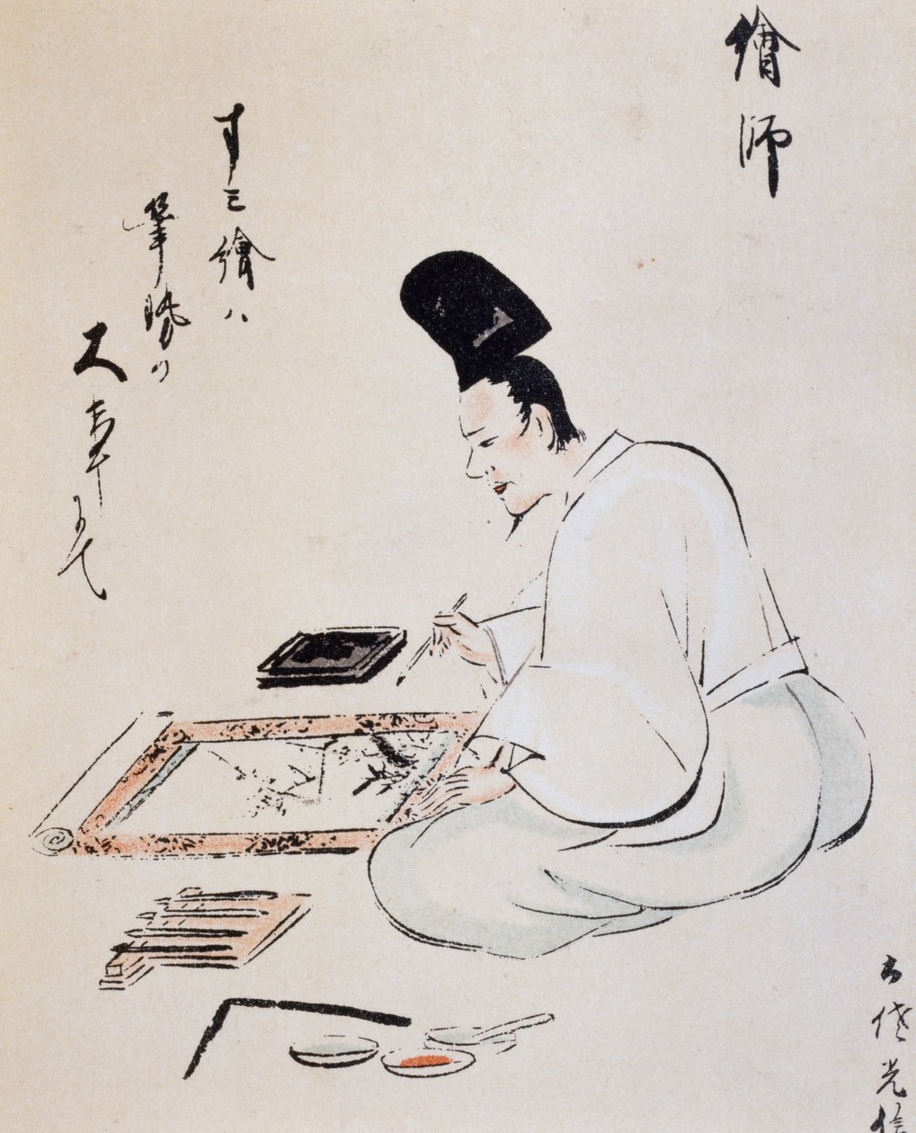 Kunstnermaling med blekk, tegning, Tosa-skole, japansk sivilisasjon, Edo-perioden av Japanese School