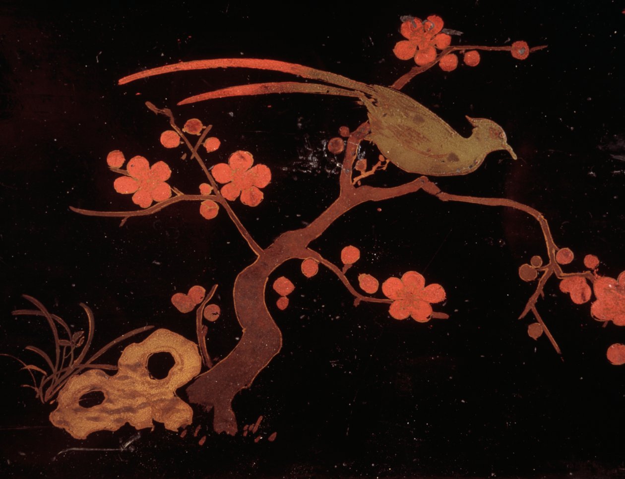 Fugle- og blomstermotiver, Bunkoboks i tre og lakk av Japanese School