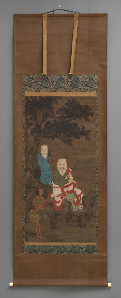 Buddhistisk maleri av 3 figurer, tidlig på 1700-tallet av Japanese School