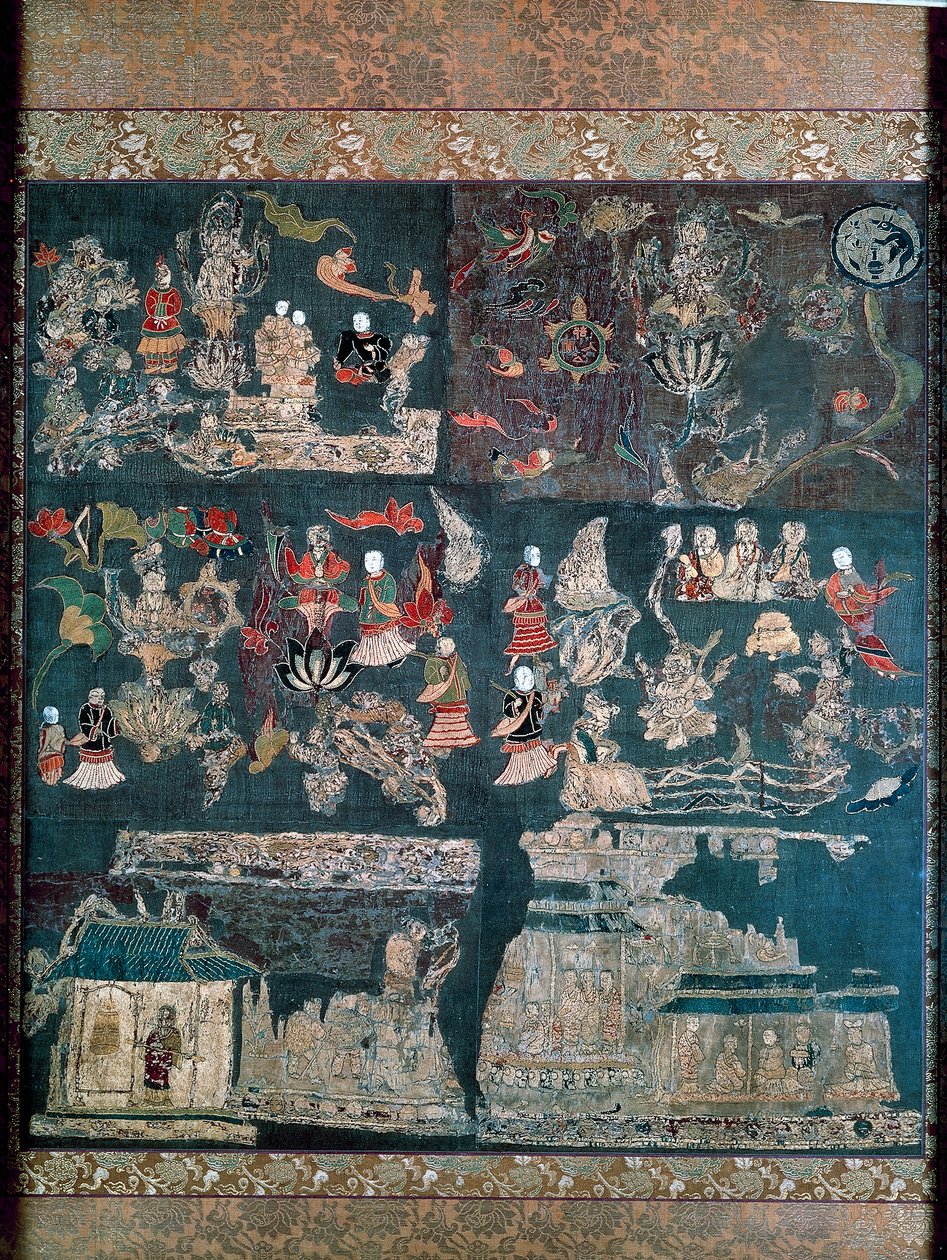 Buddhistisk paradis, historien om Chan Mystic, Chuguji-tempelet, Nara, Asuka-perioden (552-646), japansk sivilisasjon av Japanese School