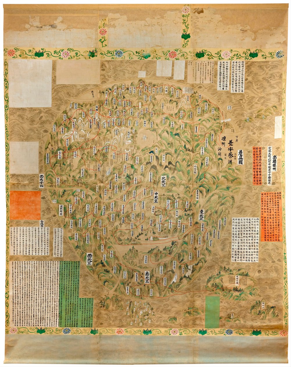 Buddhistisk verdenskart - Japansk skole akvarell og blekk fra tidlig 1700-tall - Adelaide, Art Gallery of South Australia, Australia av Japanese School