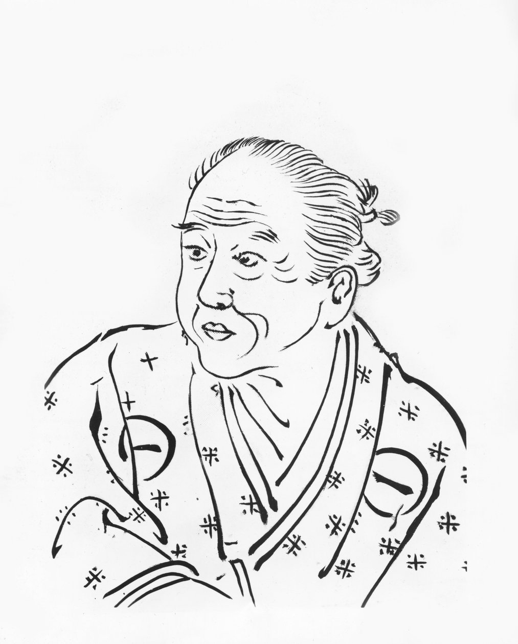 Chikamatsu Monzaemon (tresnitt) av Japanese School