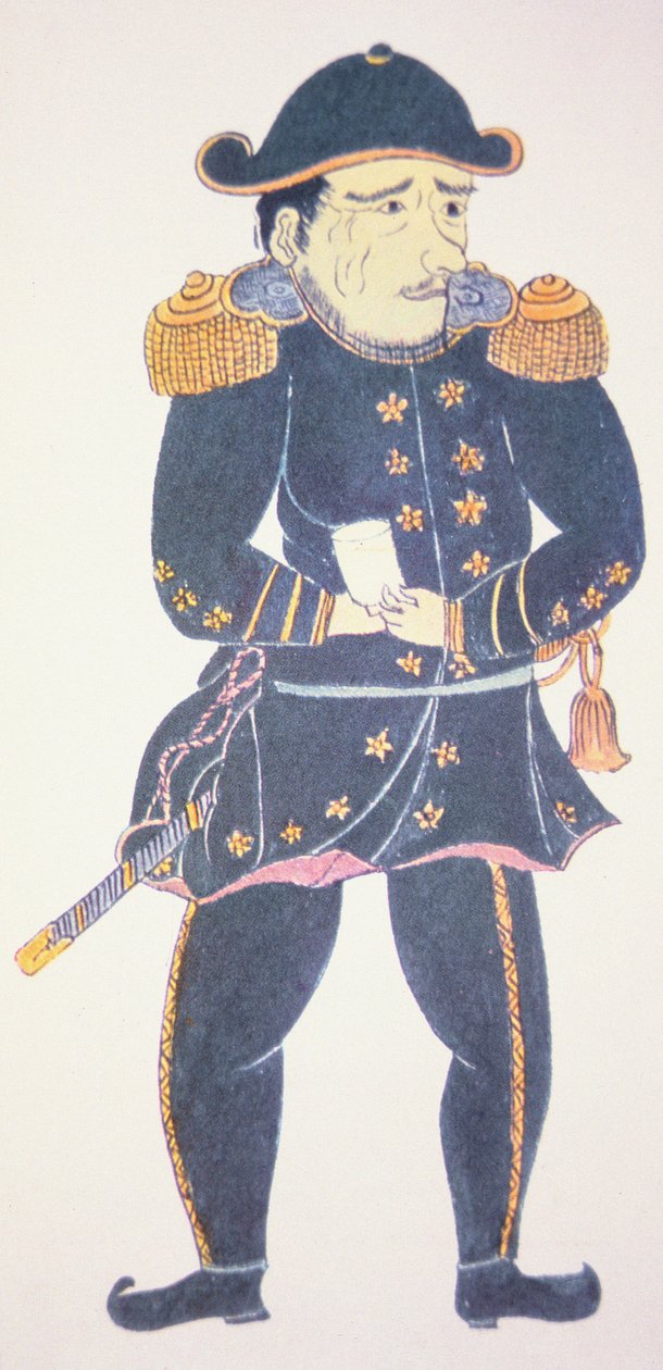 Commodore Perry i Japan - et inntrykk av en japansk kunstner av Japanese School