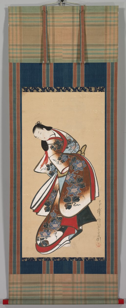 Courtesan, tidlig på 1700-tallet (hengende rulle, blekk og farge på papir) av Japanese School