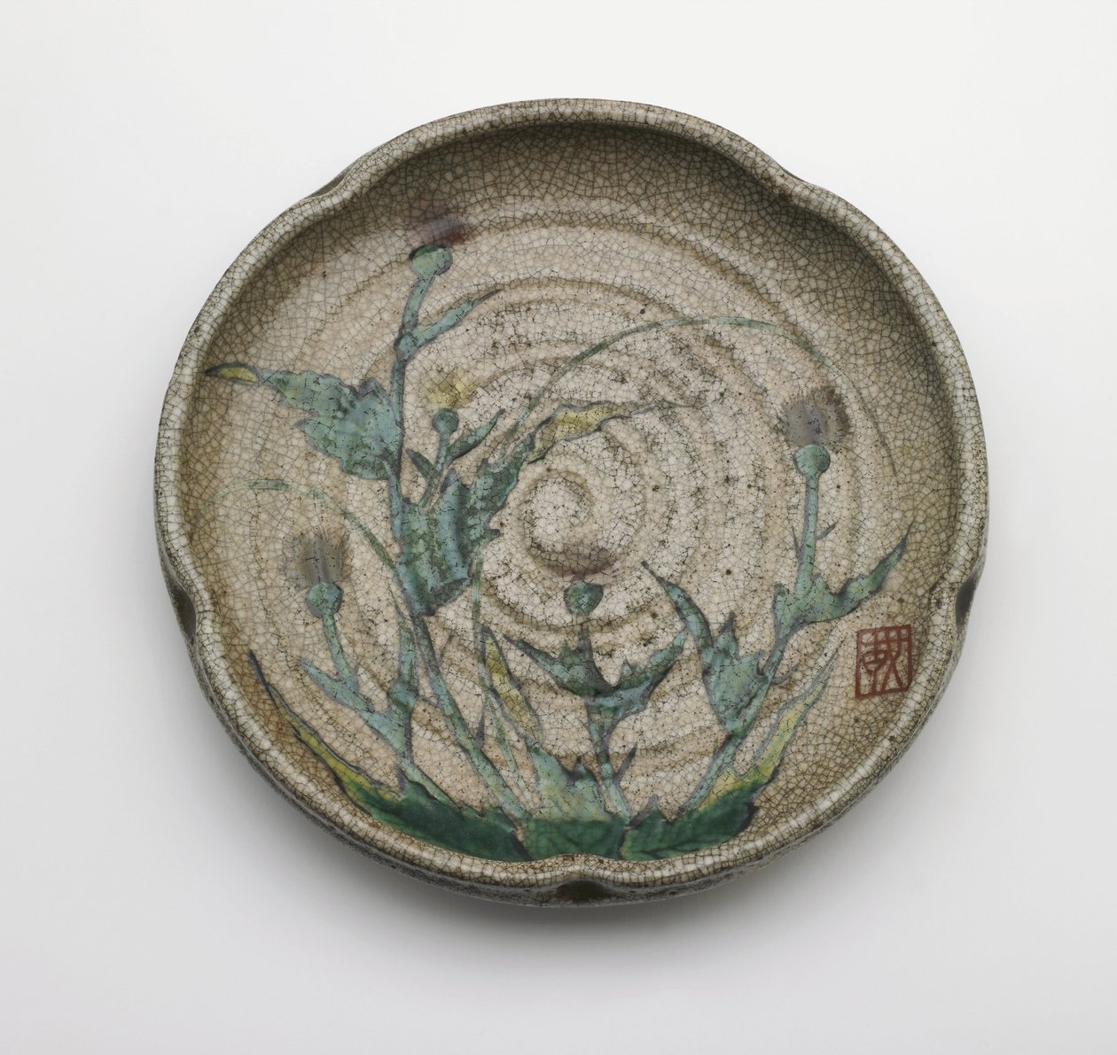 Femfliket serveringsfat, Gifu-prefektur, Edo-perioden (keramikk) av Japanese School