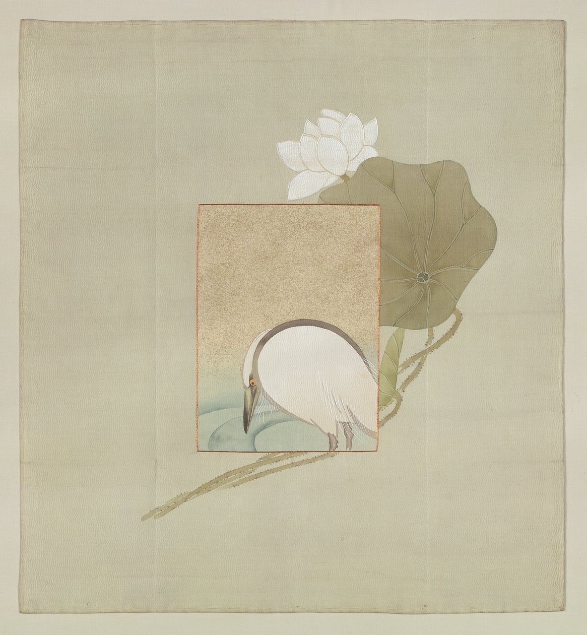 Gaveomslag, Meiji Period (1868-1912) (malt silke med broderte tråder) av Japanese School