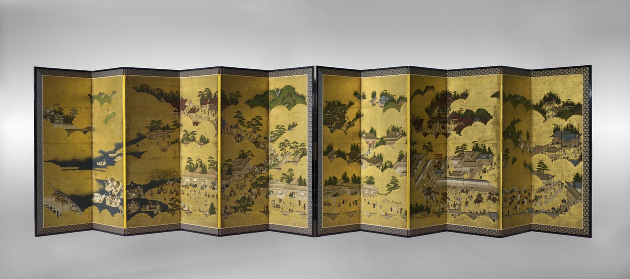 Hie Sanno Sairei-Zu, 1600-tallet (blekk, farge og bladgull på papir) av Japanese School