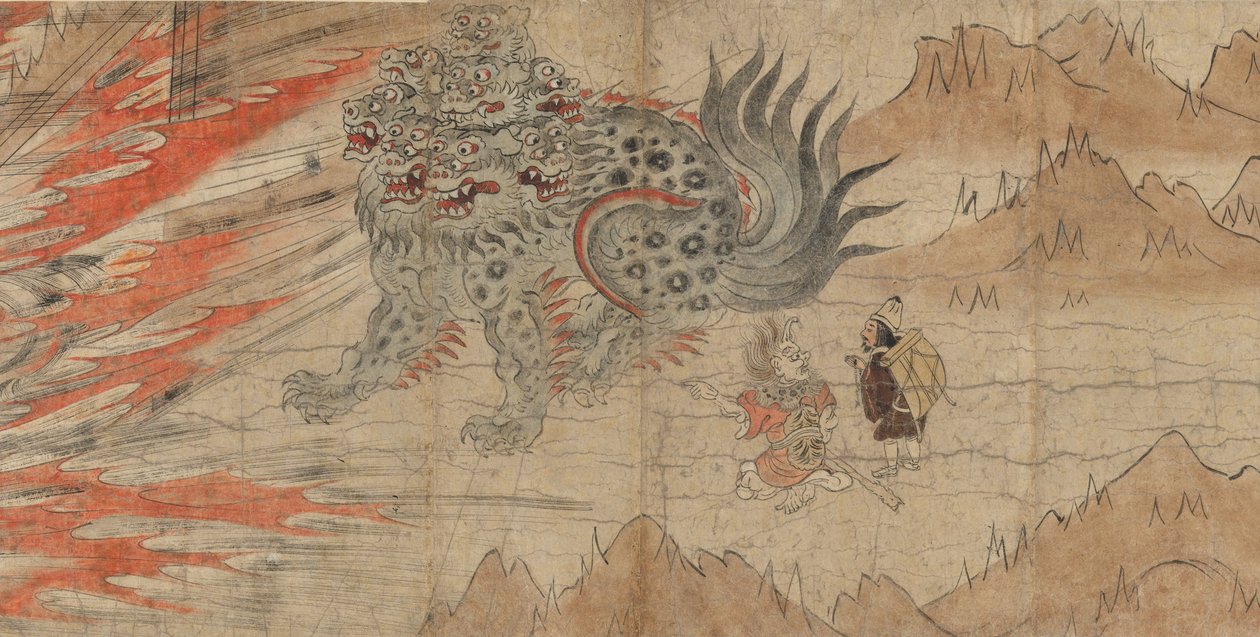 Illustrated Legends of the Kitano Tenjin Shrine, sent på 1200-tallet (blekk, kuttet gull, papir) av Japanese School