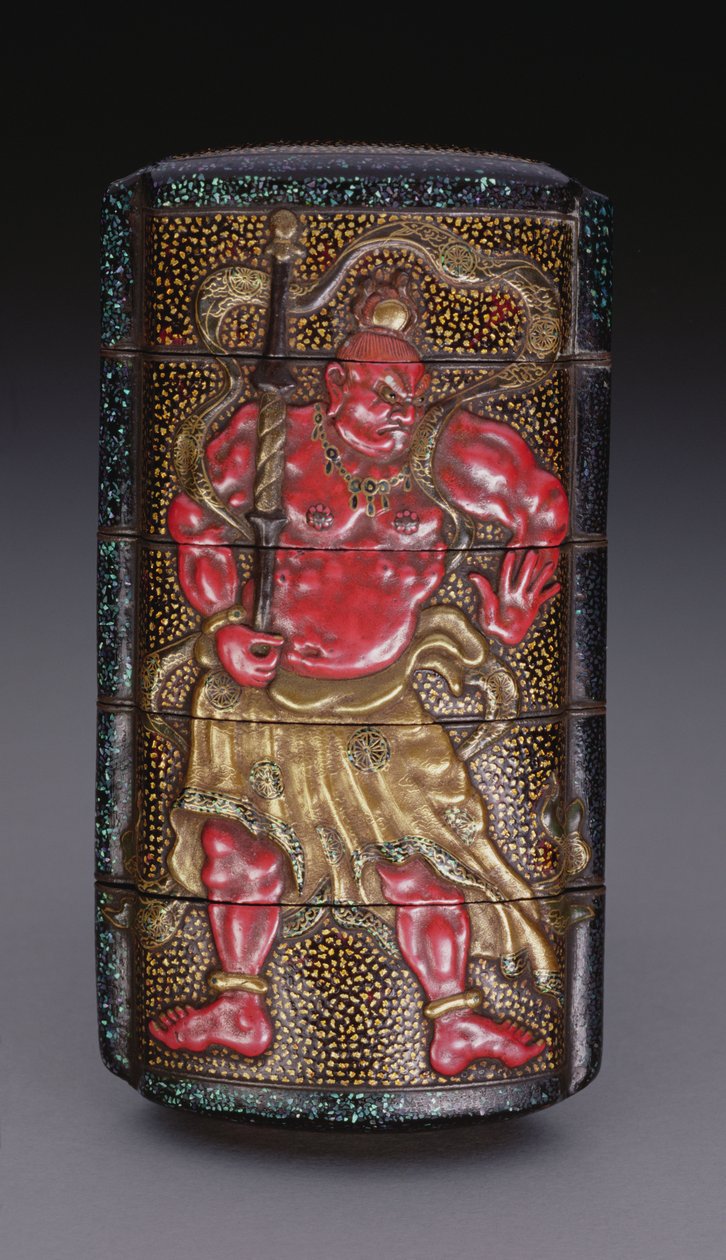 Inro dekorert med Nio, Edo-perioden (1615-1868) japansk (lakk) av Japanese School