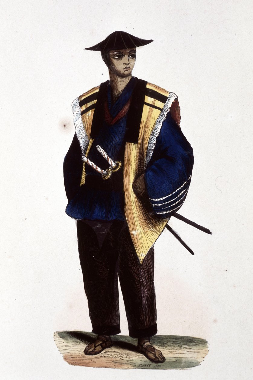 Japansk offiser, 1860 (gravering) av Japanese School