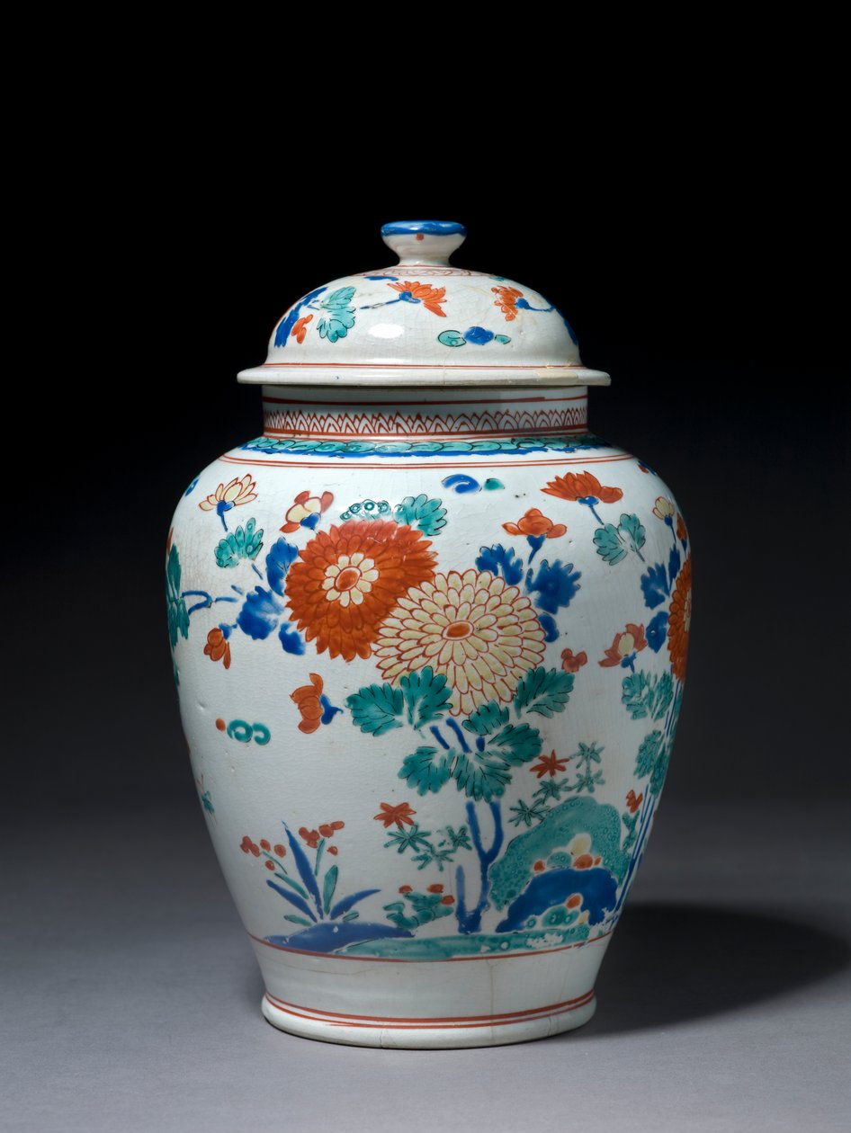 Krukke med lokk, ca. 1670-80 (kakiemonporselen) av Japanese School