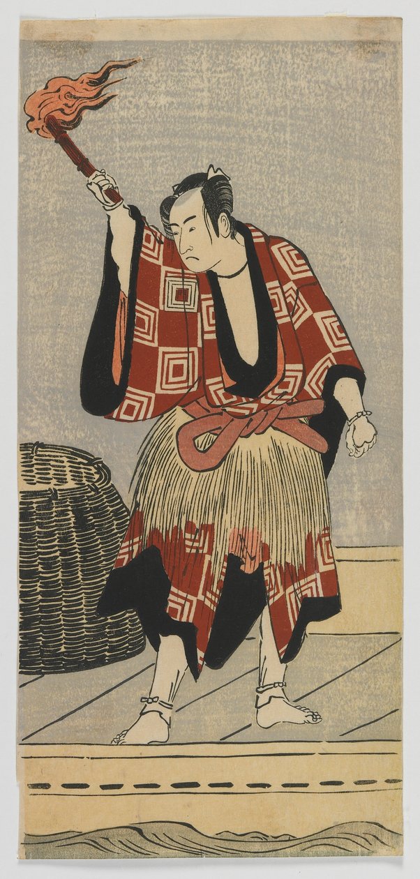 Kabuki-skuespilleren Ichikawa Monnosuke II som fisker, Edo-perioden, slutten av 1780-tallet eller begynnelsen av 1790-tallet (treblokktrykk i farger) av Japanese School