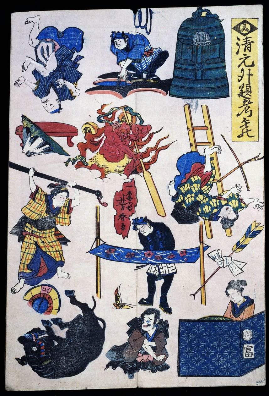Kabuki teaterscener og objekter av Japanese School