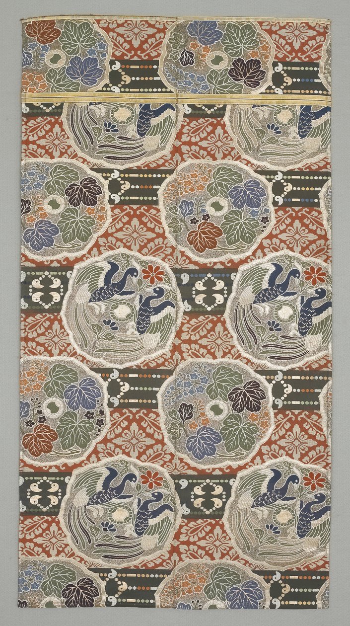 Obi Fragment, slutten av 1800-begynnelsen av det 20. århundre (silkeduk) av Japanese School
