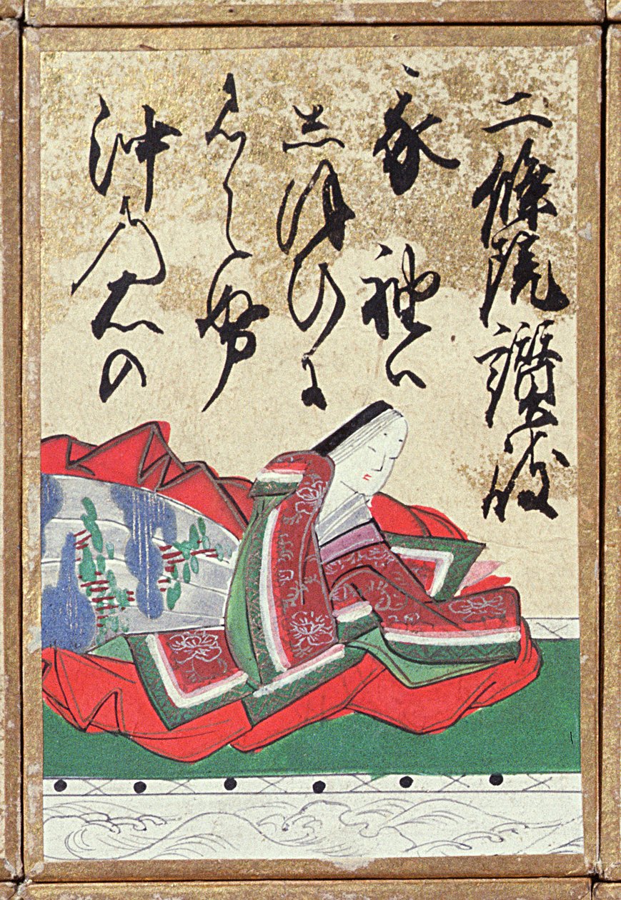 Et av et sett med spillekort med 100 poeter og dikt, solgt på Exposition Universelle i Paris i 1867 av Japanese School