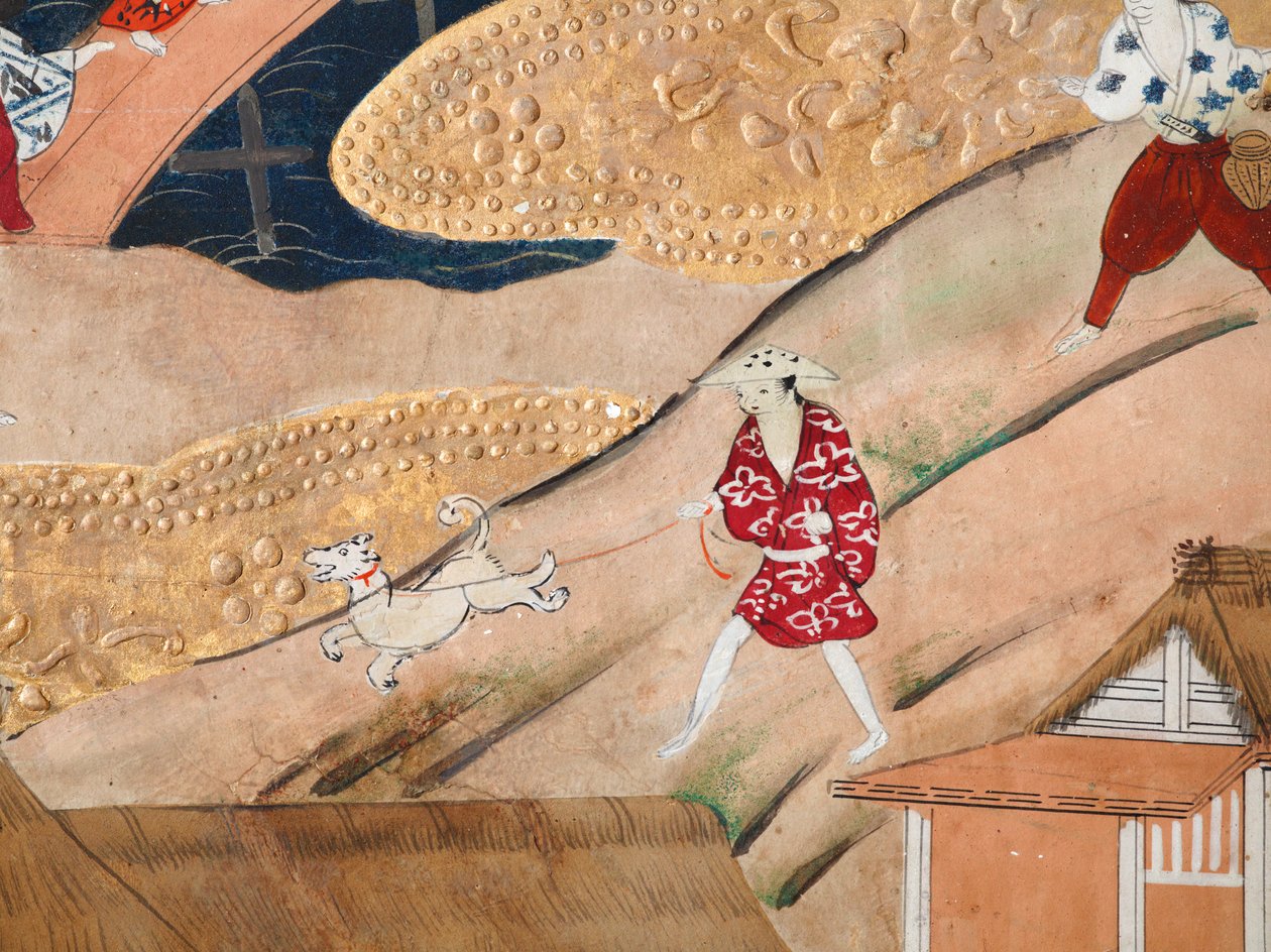 Osakazu Byobu - Japansk åttepanels foldeskjerm (maleri) av Japanese School