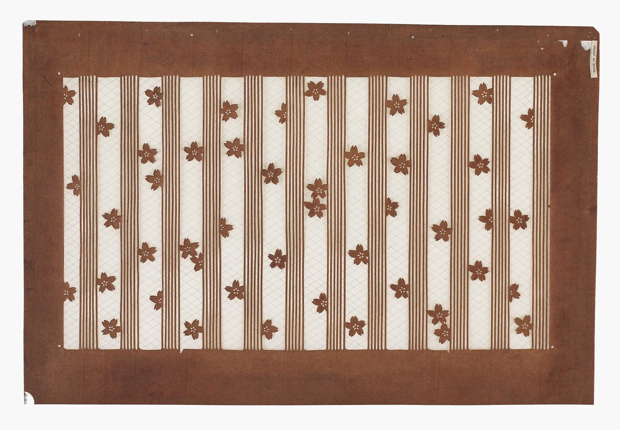Papirsjablon (katagami), sent på 1800-tallet (mulberry bark papir behandlet med persimmon juice og silketråd) av Japanese School