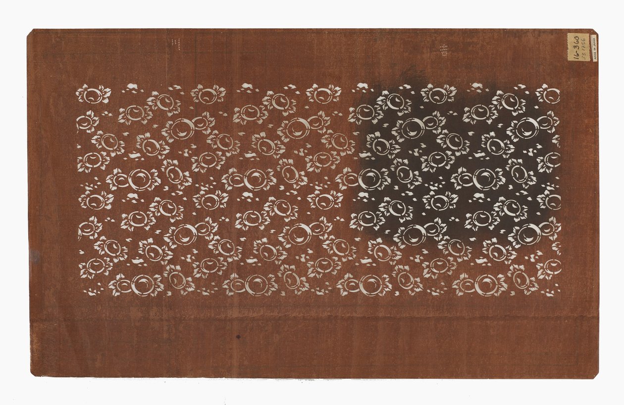 Papir sjablong (katagami), sent på 1800-tallet (mulberry bark papir behandlet med persimmon juice) av Japanese School