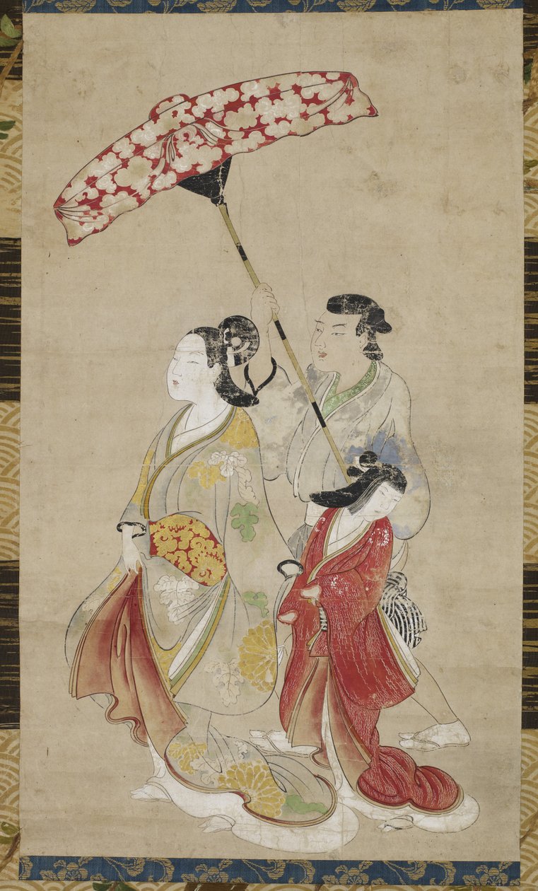 Prostituert med tjenere på parade, ca. 1695 av Japanese School