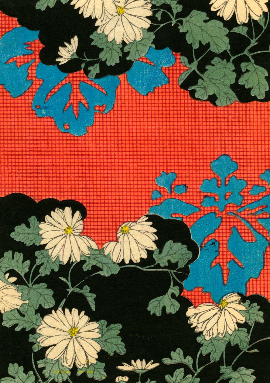 Rød og svart design med tusenfryd av Japanese School