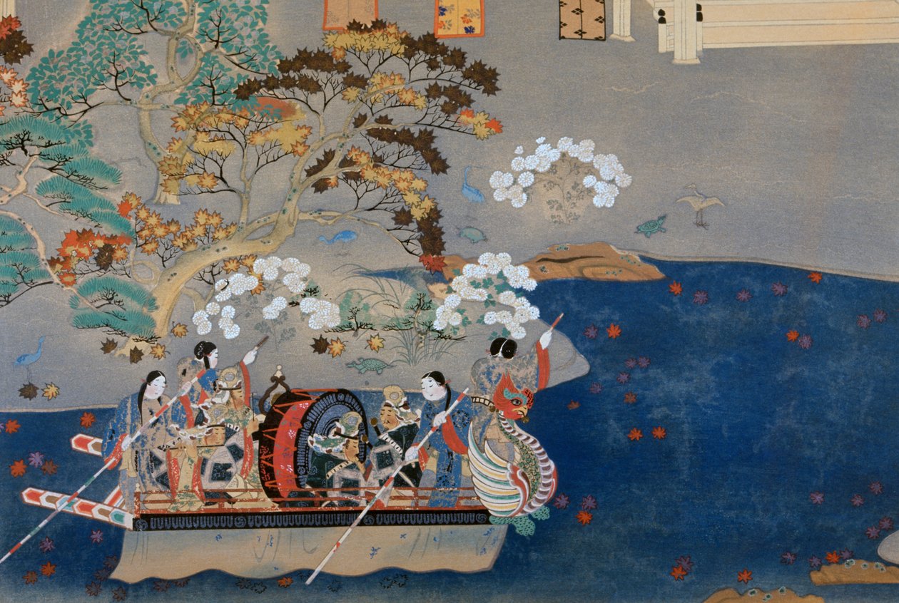 Robåt, illustrasjon for Eiga Monogatari (Story of Splendor), av Akazome Emon (ca 956-1041). Japan av Japanese School