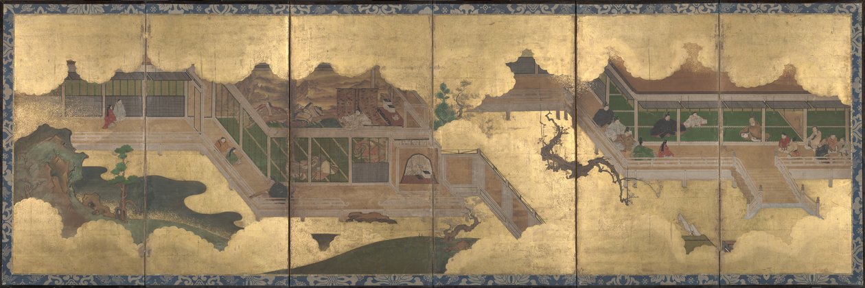 Scener fra historien om Genji, 1625-60 av Japanese School
