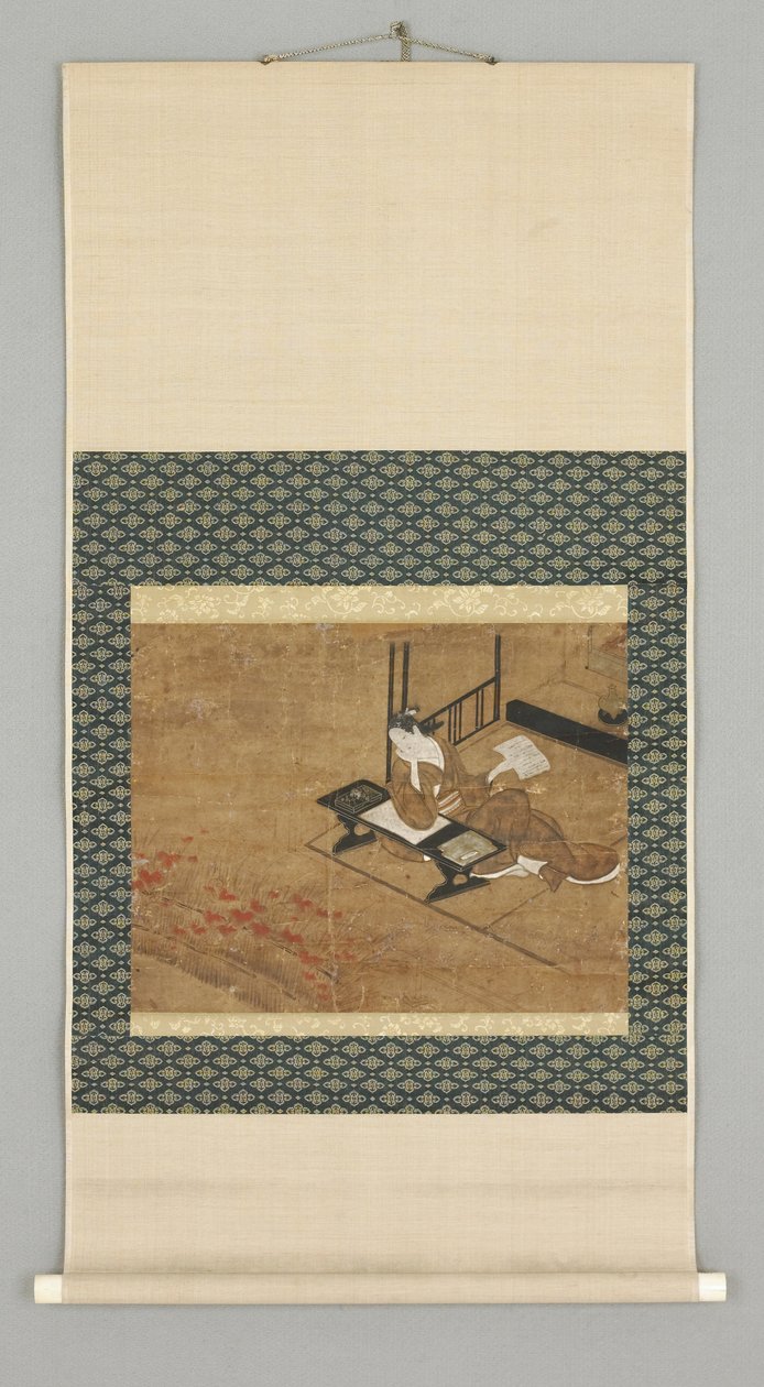 Sittende kvinnefigur, tidlig på 1700-tallet (akvarell med elfenbensknotter) av Japanese School